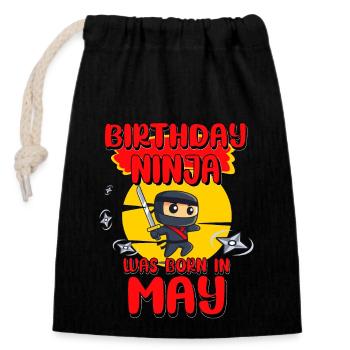 Birthday Ninja May Bday Party Gift For Bday Boy - Verschließbarer Geschenkbeutel aus Baumwolle (14x20cm) - Schwarz - Vorne