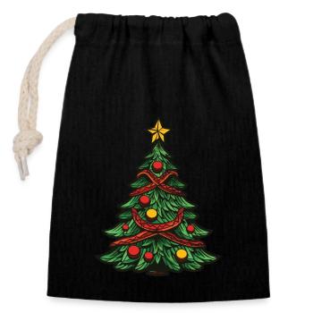 Tannenbaum Weihnachten - Verschließbarer Geschenkbeutel aus Baumwolle (14x20cm) - Schwarz - Vorne