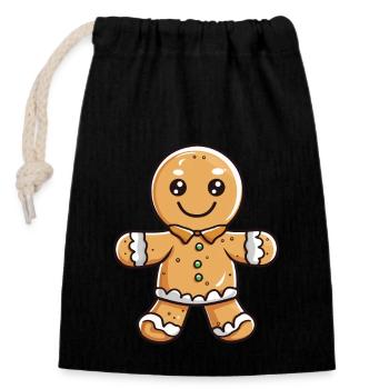 Gingerbread Biscuit Christmas Baking - Closable cotton gift bag (14x20cm) - black - Front