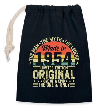 1954 Vintage Birthday Legend - Closable cotton gift bag (14x20cm) - navy - Front