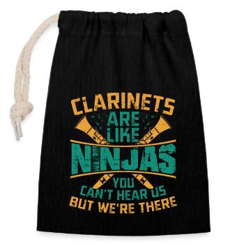 Clarinets Are Like Ninjas Marching Band Season - Verschließbarer Geschenkbeutel aus Baumwolle (14x20cm) - Schwarz - Vorne