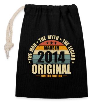 Born 2014 Legend - Closable cotton gift bag (14x20cm) - black - Front