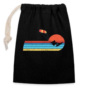 Kitesurf Kiteboard Kitesurfing Kite-Surf Vintage - Sac cadeau en coton avec cordon (14 x 20 cm) - noir - Devant