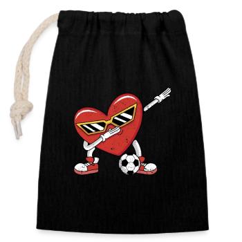Dabbing Heart Dab Dance Mignon Saint-Valentin Football - Sac cadeau en coton avec cordon (14 x 20 cm) - noir - Devant