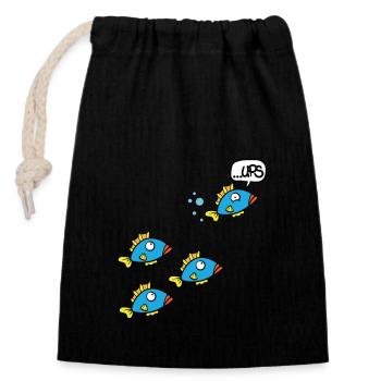 Péter poisson cadeau pour les vacances vacances - Sac cadeau en coton avec cordon (14 x 20 cm) - noir - Devant