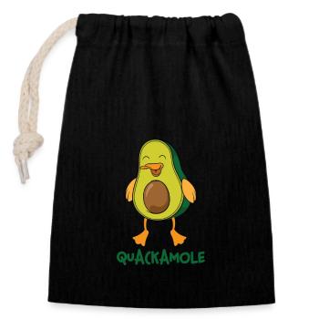 Guacamole Vegan Gift with Funny Avocado I - Closable cotton gift bag (14x20cm) - black - Front