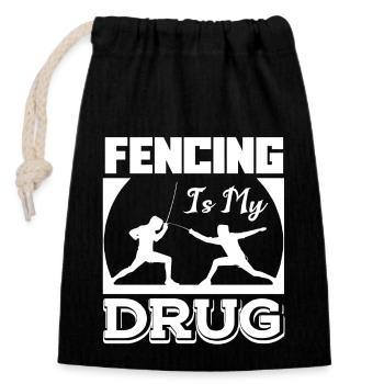 Fencing Fencing Is My Drug - Closable cotton gift bag (14x20cm) - black - Front