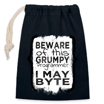 birthday present idea gift happy - Closable cotton gift bag (14x20cm) - navy - Front
