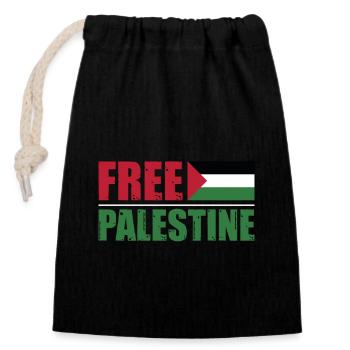 Free Palestine - Closable cotton gift bag (14x20cm) - black - Front