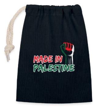Made in Palestine - Closable cotton gift bag (14x20cm) - navy - Front