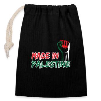 Made in Palestine - Verschließbarer Geschenkbeutel aus Baumwolle (14x20cm) - Schwarz - Vorne