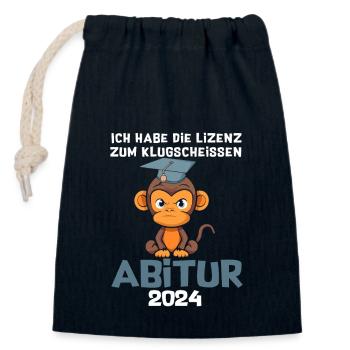 Abitur 2024 Abschluss Lizenz Zum Klugscheißen - Verschließbarer Geschenkbeutel aus Baumwolle (14x20cm) - Navy - Vorne