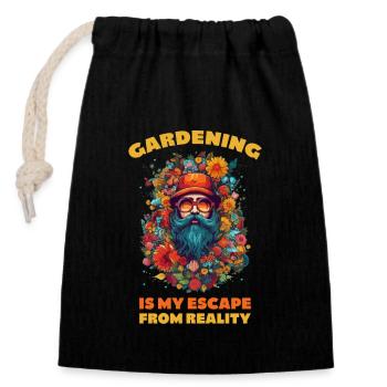 Jardinier, Plantes de jardin, Paysagiste - Sac cadeau en coton avec cordon (14 x 20 cm) - noir - Devant