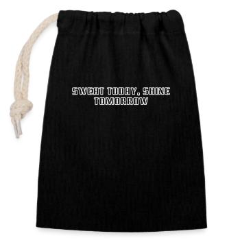 Fitness - Sweat today, shine tomorrow - Verschließbarer Geschenkbeutel aus Baumwolle (14x20cm) - Schwarz - Vorne