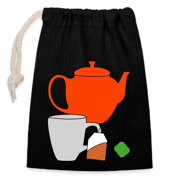 Indulgence Tea Drink Teapot Tea Bag Cup - Closable cotton gift bag (14x20cm) - black - Front