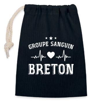 Bretagne, Bretagne humour, je suis Breton - Sac cadeau en coton avec cordon (14 x 20 cm) - bleu marine - Devant