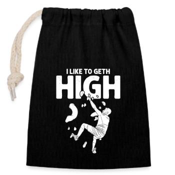 I Like To Geth High Boulder Climbing - Verschließbarer Geschenkbeutel aus Baumwolle (14x20cm) - Schwarz - Vorne