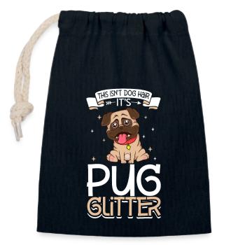 Pug Glitzer - Verschließbarer Geschenkbeutel aus Baumwolle (14x20cm) - Navy - Vorne