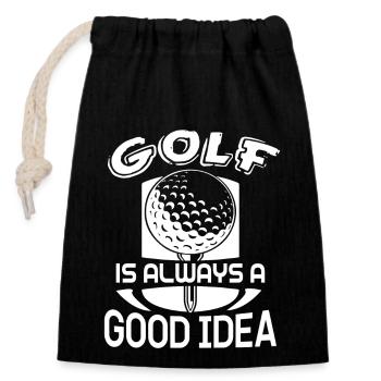 Golf Golf Is Always A Good Idea - Closable cotton gift bag (14x20cm) - black - Front