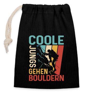 Coole Jungs Gehen Bouldern Klettern Boulder - Verschließbarer Geschenkbeutel aus Baumwolle (14x20cm) - Schwarz - Vorne
