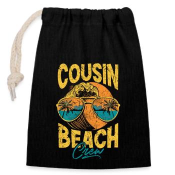 Cousin Strand-Crew - Verschließbarer Geschenkbeutel aus Baumwolle (14x20cm) - Schwarz - Vorne