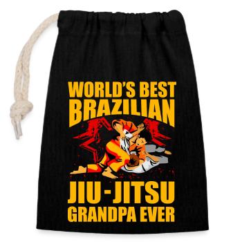 Le meilleur grand-père de jiu-jitsu brésilien au monde - Sac cadeau en coton avec cordon (14 x 20 cm) - noir - Devant