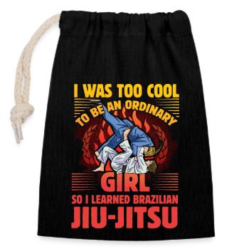 Brazilian Jiu-Jitsu Girl - Verschließbarer Geschenkbeutel aus Baumwolle (14x20cm) - Schwarz - Vorne