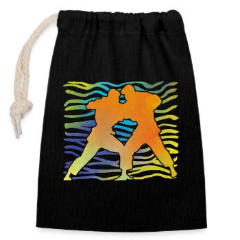 Brazilian Jiu-Jitsu BJJ - Closable cotton gift bag (14x20cm) - black - Front