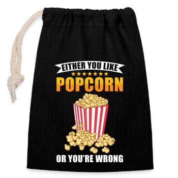 Popcorn Lover Gift Funny Popcorn - Closable cotton gift bag (14x20cm) - black - Front