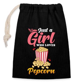 Popcorn Lover Gift Funny Popcorn - Closable cotton gift bag (14x20cm) - black - Front
