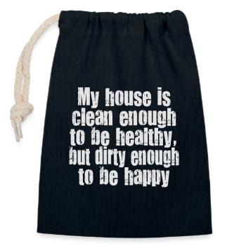 My House Is Clean Enough To Be Healthy - Closable cotton gift bag (14x20cm) - navy - Front
