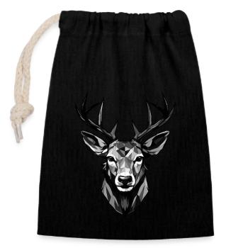Deer Head Portrait Animal - Closable cotton gift bag (14x20cm) - black - Front
