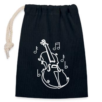 Painted drawn cello - Verschließbarer Geschenkbeutel aus Baumwolle (14x20cm) - Navy - Vorne