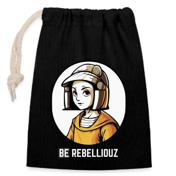Be a rebellious rebel - Closable cotton gift bag (14x20cm) - black - Front