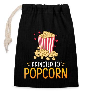 Popcorn Lover Gift Funny Popcorn - Closable cotton gift bag (14x20cm) - black - Front