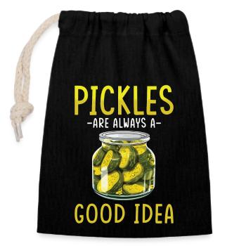 Pickles Lover concombre mariné cadeau - Sac cadeau en coton avec cordon (14 x 20 cm) - noir - Devant
