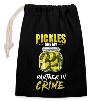 Pickles Lover concombre mariné cadeau - Sac cadeau en coton avec cordon (14 x 20 cm) - noir - Devant