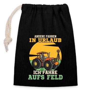 Andere fahren in Urlaub ich fahre aufs Feld Trecke - Verschließbarer Geschenkbeutel aus Baumwolle (14x20cm) - Schwarz - Vorne