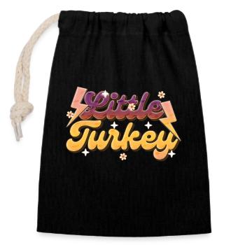 Thankful Little Turkey - Retro Thanksgiving Women - Verschließbarer Geschenkbeutel aus Baumwolle (14x20cm) - Schwarz - Vorne
