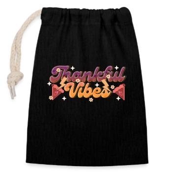 Thankful Vibes - Retro Thanksgiving Women - Verschließbarer Geschenkbeutel aus Baumwolle (14x20cm) - Schwarz - Vorne