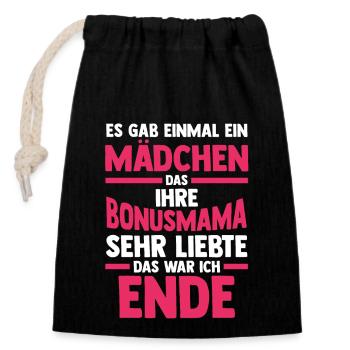 Stiefmutter Stiefmama Bonusmama Stieftochter - Verschließbarer Geschenkbeutel aus Baumwolle (14x20cm) - Schwarz - Vorne