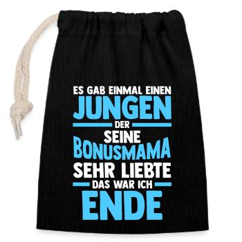 Stiefmutter Stiefmama Bonusmama Stiefsohn - Verschließbarer Geschenkbeutel aus Baumwolle (14x20cm) - Schwarz - Vorne