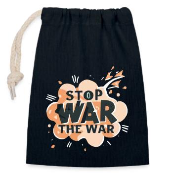 STOP THE WAR - Closable cotton gift bag (14x20cm) - navy - Front