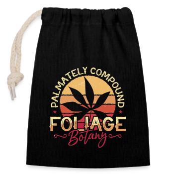 Botany Palmately Compound Foliage Botanical Garden - Closable cotton gift bag (14x20cm) - black - Front