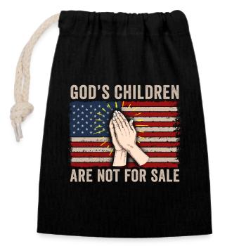 God's Children Are Not For Sale Christian Children - Closable cotton gift bag (14x20cm) - black - Front