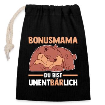 Stiefmutter Stiefmama Bären Bonusmama - Verschließbarer Geschenkbeutel aus Baumwolle (14x20cm) - Schwarz - Vorne