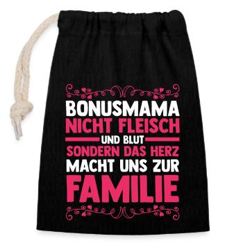 Stiefmutter Stiefmama Bonusmama - Verschließbarer Geschenkbeutel aus Baumwolle (14x20cm) - Schwarz - Vorne