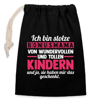 Stiefmutter Stiefmama Bonusmama - Verschließbarer Geschenkbeutel aus Baumwolle (14x20cm) - Schwarz - Vorne