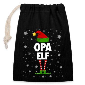 Opa Elf - Verschließbarer Geschenkbeutel aus Baumwolle (14x20cm) - Schwarz - Vorne