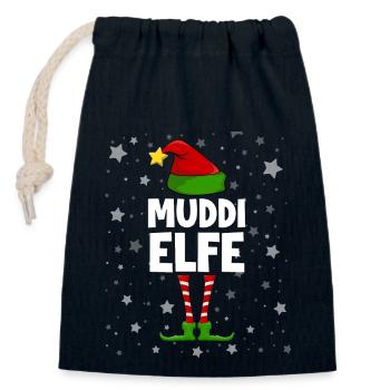 Muddi Elfe - Verschließbarer Geschenkbeutel aus Baumwolle (14x20cm) - Navy - Vorne